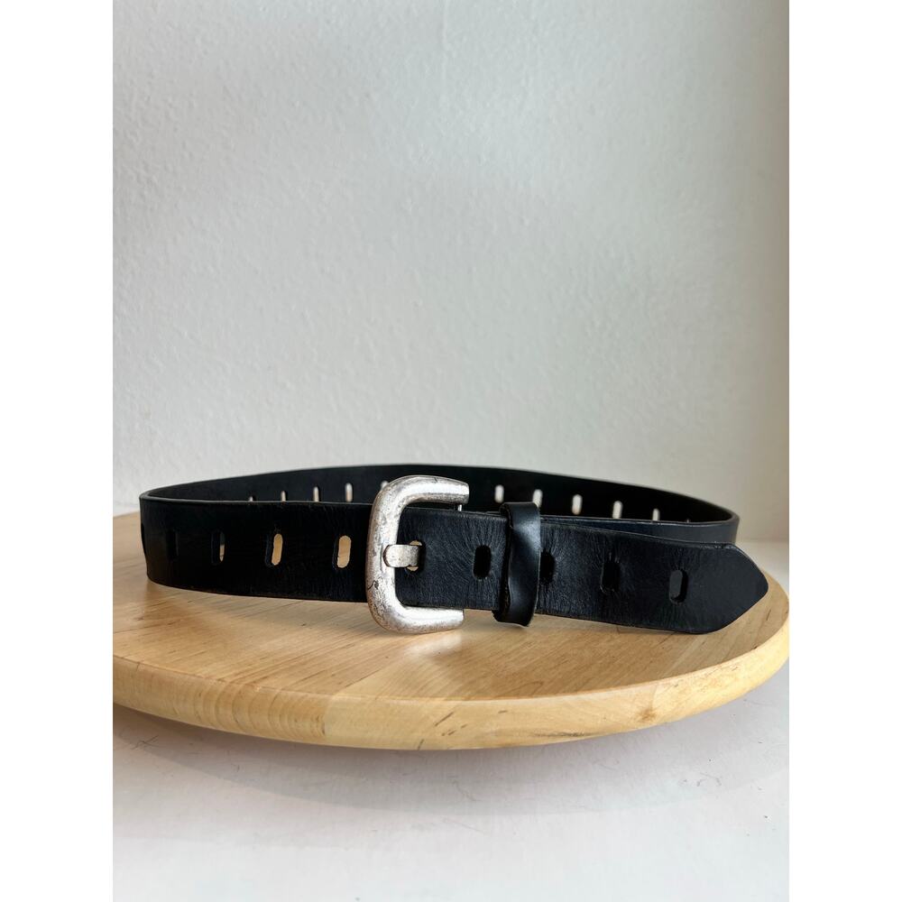 Vintage 90s Black Genuine Leather Italian Leather Express Free Size Belt Medium